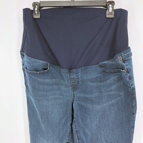 INGRID & ISABEL Over Belly Skinny Maternity Jean Large 32 Dark Blue Stretch NWOT - Picture 5 of 11